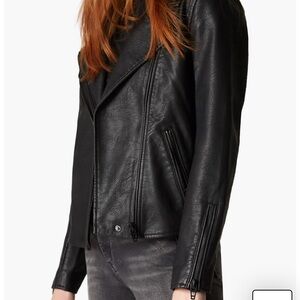 Blank NYC Black Leather Moto Jacket with Asymmetrical Zipper XS NWT
